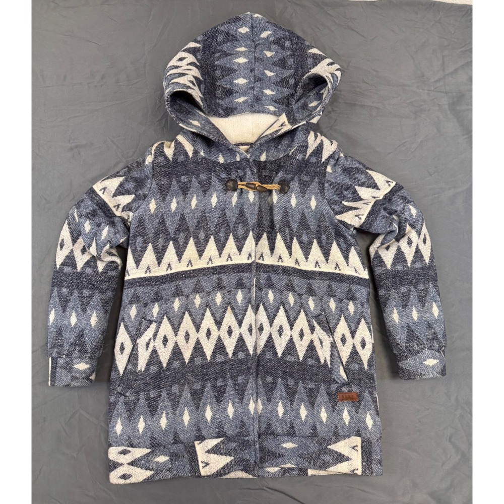 Sample Roxy Womens M Blue Geometric Southwestern Sherpa Lined Toggle‎ Jacket